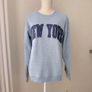 Light Blue 'New York' Cotton Blend Cozy Oversized Sweater size S New